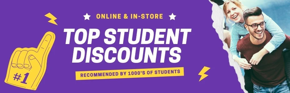 Top student discounts banner purple